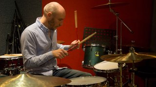 Rick Jupp drumming at The Manchester College